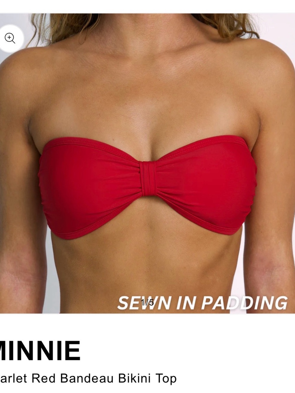 Minnie Scarlet Red Bandeau Bikini Top - Strapless Swimwear